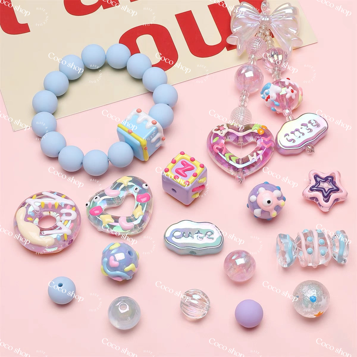 Acrylic Beads Lucky Bags - Open in Live - for Beaded Pen Chain DIY
